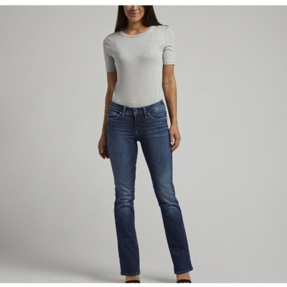 Silver Jeans Suki Mid Rise Slim Bootcut‎ Dark Wash Jeans Women's Size 14